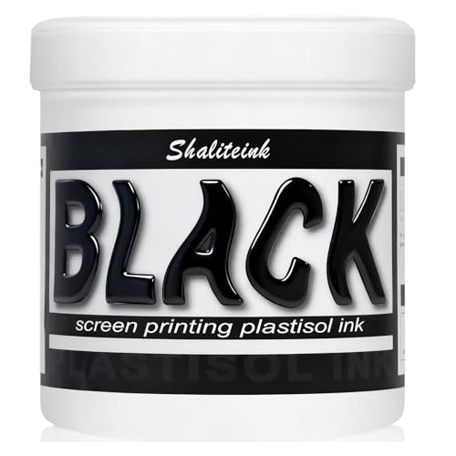 Shaliteink® Screen Printing Plastisol Ink Black - Highly Opaque Screen Printing Ink for Cotton, Polyester and Other Fabrics (16oz.) - color: Black, size: 16 fl oz