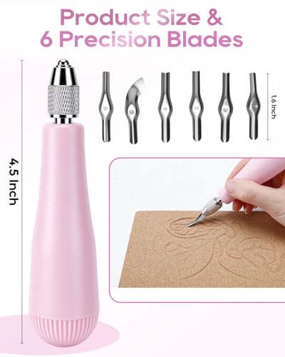 UCEC Linocut Carving Kit – 6-Blade Carving Kit for Stamp Making, Linocut Tools for Block Printing & Printmaking – Ergonomic Handle, Portable Design (Pink) - color: 1pc Linoleum Knife(pink)