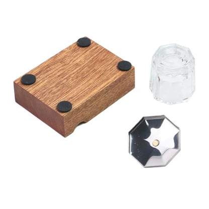 Crapyt Ink Well for Dip Pen Calligraphy Holder Dip Pen Holder Wood Desktop Pen Holder Calligraphy Oblique Nib Holder 2.83"×2.01"×0.79" Pen Rest