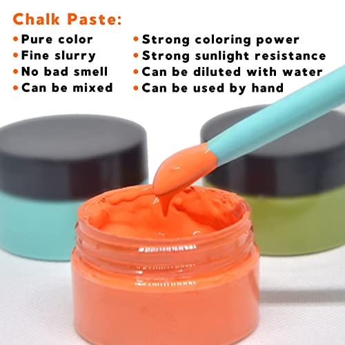 8-Color Chalk Paste Paint Kit – with 4 Mini Silicone Squeegees, Non-Toxic DIY Stencil Paint for Wood, Fabric, Walls & Crafts - color: 8 Pcs Chalk Paste Starter Kit-C