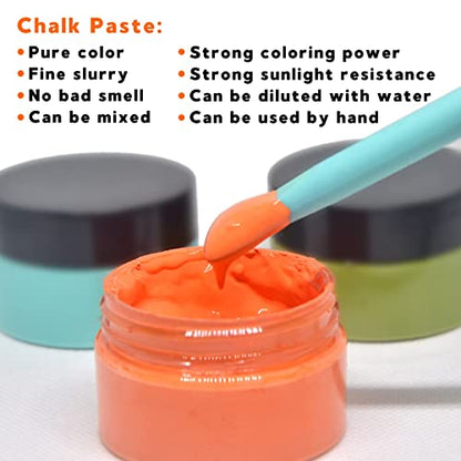 8-Color Chalk Paste Paint Kit – with 4 Mini Silicone Squeegees, Non-Toxic DIY Stencil Paint for Wood, Fabric, Walls & Crafts - color: 8 Pcs Chalk Paste Starter Kit-C