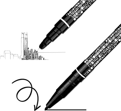 Abhay double-Side Marker Black Felt Tip Pens - 10 Set, Black Dual Tip Brush Pens Art Markers Set, Brush & Fine Tip Marker for Art Drawing