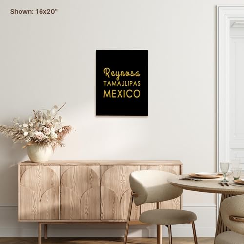 3dRose Reynosa, Tamaulipas, Mexico, Yellow text on black. Patriot home town Museum Grade Canvas Wrap 11x14 - size: 11"L x 14"W