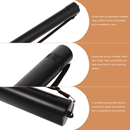 INOOMP Mailing Tubes Poster Tube Poster Carrying Case Telescoping Storage Transit Tube Art Document Poster Transport Tubes with Carrying Strap for Drawing Drafting Map Scroll Fishing Rod Case