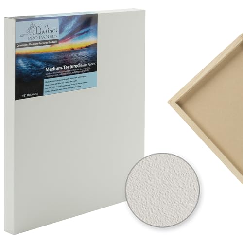 Da Vinci Pro Medium Textured Gesso Panel -14x18" - 4 Pack - 7/8" Depth Wood Panels for Painting - Accepts Mediums Like Canvas - for Oils, Acrylics, Mixed Media, Pastels & Drawing Sticks - size: 14x18" - 4 Pack