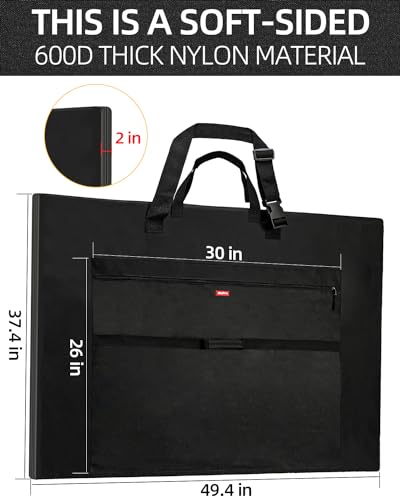 Nicpro Light Weight Art Portfolio Bag, 36 x 48 Inches Waterproof Art Portfolio Case with Shoulder & Handle Carry, for Artwork, Poster, Sketch Drawing, Canvas, Photography, Solar Panel Storage - size: 36 x 48 inches