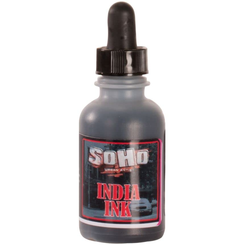 SoHo Urban Artist India Ink - Fast-Drying India Ink Ideal for Drawing, Sumi-E, Calligraphy and More! - 2 oz Bottle - size: 2 fl oz