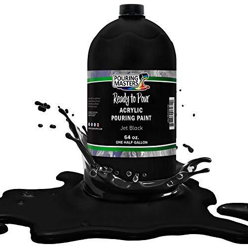 POURING MASTERS Jet Black Acrylic Ready to Pour Pouring Paint - Premium 64-Ounce Pre-Mixed Water-Based - for Canvas, Wood, Paper, Crafts, Tile, Rocks and More - color: Jet Black, size: 64 Fl Oz (Pack of 1)