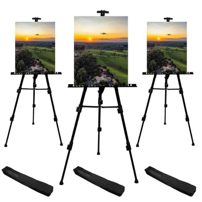 RRFTOK Artist Easel Stand,Metal Tripod Adjustable Easel for Painting Canvases Height from 21" to 66" with Reinforced Triangle,Carry Bag for Table-Top/Floor Drawing and Didplaying(3pack). - style: 66BL 3-pack