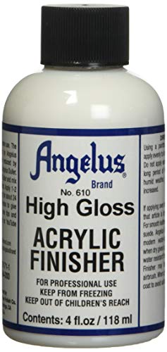Angelus High Gloss Acrylic Leather Finisher – Flexible Clear Coat for Leather Shoes, Bags, Jackets & Accessories, High Shine Finish for Leather Craft & Restoration. No. 610-4 fl oz