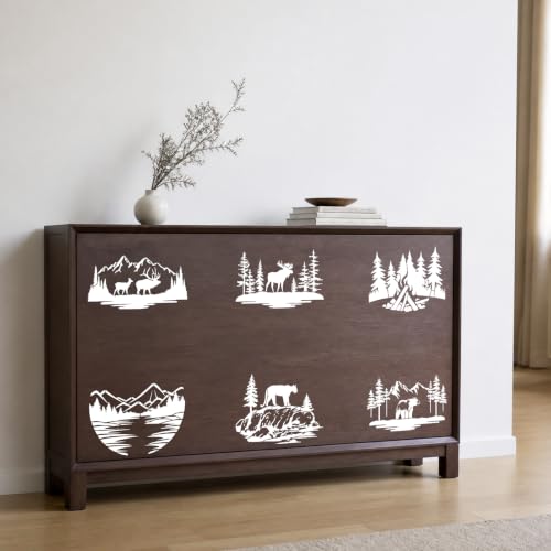 Large Stencils for Painting on Walls Wood Forest Animals Reusable Panels - style: Mountain animals