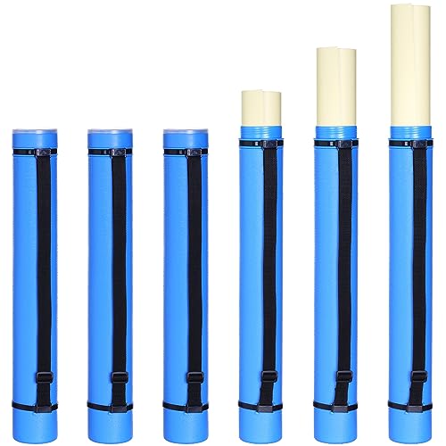 Ireer 6 Pcs Expandable Poster Tube with Strap for Documents Artwork Container Poster Transport Map Holder Tube Blueprint Storage Carrying Case for Architect Teacher Student 24.5'' to 40'' (Blue) - color: Blue