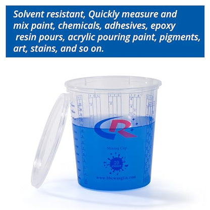 Paint Mixing Cup 20 Ounce, Accurate Measurements in Ratios and OZ. and ML, 12PCS Plastic Graduated Measuring Cups for Paint, Resin, Epoxy, Acrylic, Pigments, Art