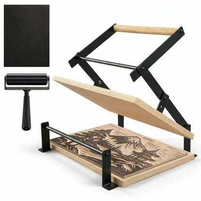 A3 Black Printing Linocut Hand Lever Press Machine with Rollers and Felt Pads for Lino Cuts, Cutting Printing, Linoleum Blocks Printmaking Tools Kits for Hobbyists and Home Crafters - size: A3