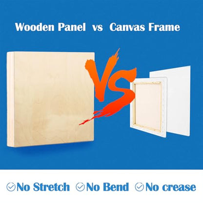 Falling in Art 2 Pack Unfinished Wooden Canvas Panels, 6x6 Gallery Birch Wood Panels Kit, 1 1/2" Deep Art Cradle Boards for Acrylic Painting, Pouring and Burning - size: 6*6 2 Pack