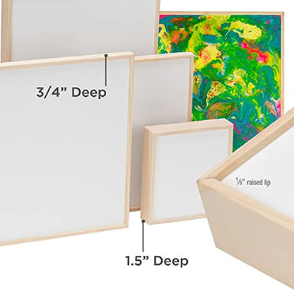 Da Vinci Pro Liquid Art Canvas Multi-Media Panels for High Flow Fluid Acrylics, Glazing Liquids, Pouring Mediums, Encaustics, Resin Paints, and Alcohol-Based Ink - [3/4" Deep, 16x16" Panel] - size: 16x16" Panel