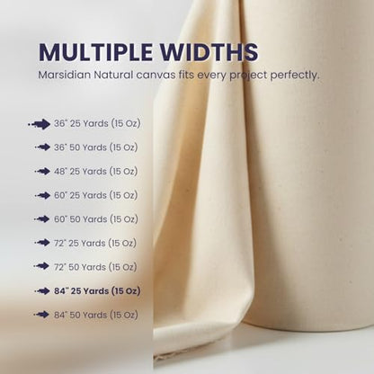 Natural Cotton Canvas 15 Oz (#10 Duck), 84 Width X 25 Yard Length roll Fabric for Artist Canvas, Aprons, Tote Bags and Teepees - size: Duck #10-84" -25