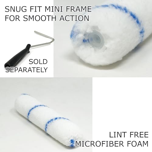 Allgala 6" Mini 3/8" Nap Shedless Microfiber Paint Roller Cover for Door Trim Furniture Cabinets - 12 Pack - TH10380 - size: 6" Micro (Pack of 12)