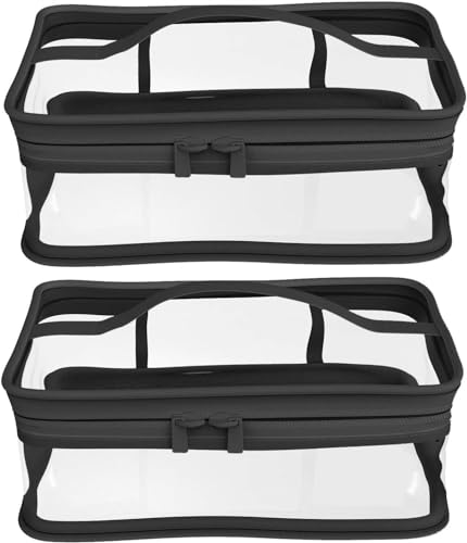 Black Makeup Bag Zipper Waterproof Portable Travel Storage Pouch 2 Pcs - color: Black