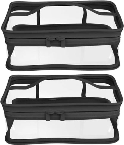 Black Makeup Bag Zipper Waterproof Portable Travel Storage Pouch 2 Pcs - color: Black