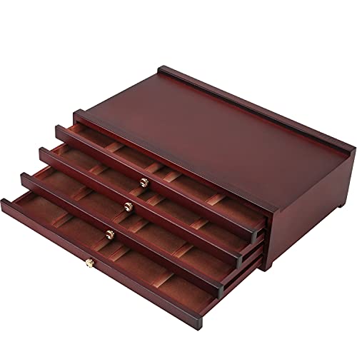 MEEDEN 4-Drawer Wood Artist Supply Storage Box, Portable Beechwood Multifunctional Pencil Brush Organizer Wood Box with Drawer&Compartments for Pastels, Pencils, Pens, Makeup Brushes(Deep Walnut) - size: 4 Layer Drawers