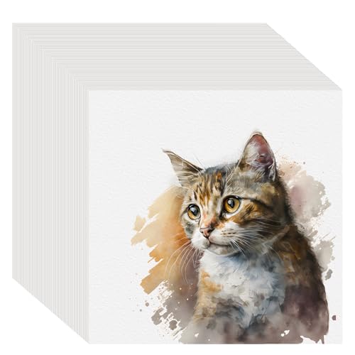 100PCS 6x6 Watercolor Paper Bulk, 140lb/300g Cold Press Thick Water Color Paper Pad for Child Adult, White Art Paper for Drawing Painting Markers Gouache, Textured Cotton Paper Sheets - color: White-100pcs, size: 6x6