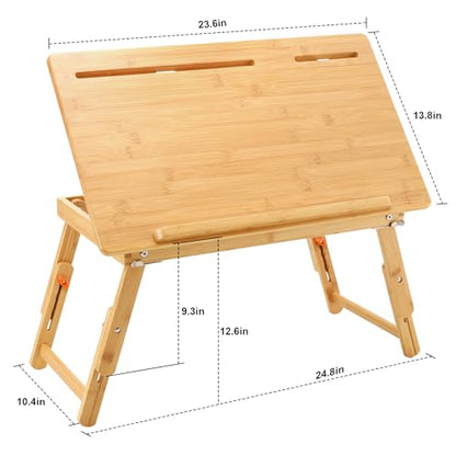 Nnewvante Drafting Table Bamboo Tabletop Easel Foldable Drawing Desk with Adjustable Height & Angle Drawing Board with Tablet and Phone Slots for Painting, Reading, Writing - color: Bamboo
