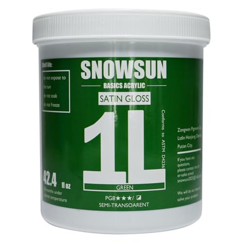 SNOWSUN Green Acrylic Paints, Large Bulk Heavy Body Acrylic Paint (42.4 oz, 1L) - Non Toxic Gloss Thick Art Paint for Multi-Surface, Ideal for Canvas Wood Ceramic Fabric and Leather, Stone Craft, for Artists & Beginners - color: green
