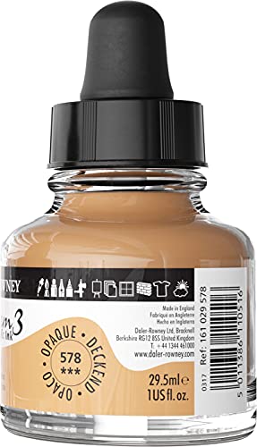 Daler-Rowney System3 Acrylic Ink Bottle Portrait Pink 29.5ml - Versatile Acrylic Ink for Artists and Students - Opaque Calligraphy Ink for Drawing Illustrating Airbrushing Dip Pen Ink and More