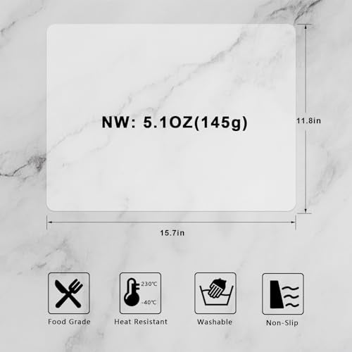 Silicone Placemats, Food-Grade Non-Slip Waterproof, Dining, Countertop Protector, Kitchen Counter Mat, Heat Resistant, Baking mat Dishwasher Safe - color: Translucent, size: 15.7 x 11.8 in - 2pcs (0.04 in)