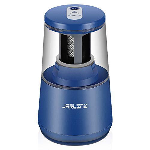 JARLINK Electric Pencil Sharpener, Heavy-Duty Helical Blade to Fast Sharpen, Auto Stop for No.2/Colored Pencils(6-8mm), AC Adapter/Battery Operated in School Classroom/Office/Home (Blue) - color: Blue