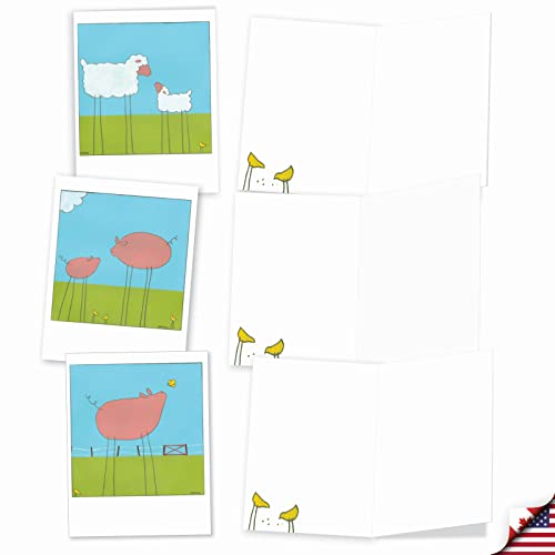 The Best Card Company - 10 Assorted Blank Notes Box Set 4 x 5.12 Inch with Envelopes (10 Designs, 1 Each) Boxed Assorted Kid Cards of Pets - STICK LEGS M6656OCB - style: Stick Legs