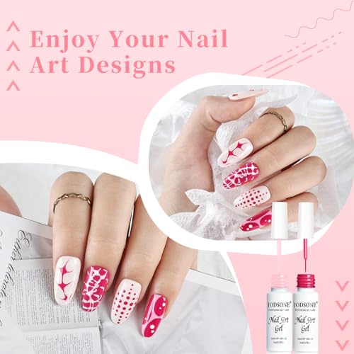 JODSONE Nail Art Gel Liner Set 10 Colors Pink Collection Gel Nail polish Need U V Lamp Cured at Home Salon Design Gifts for Women & Girls - color: LFH01-LFH10