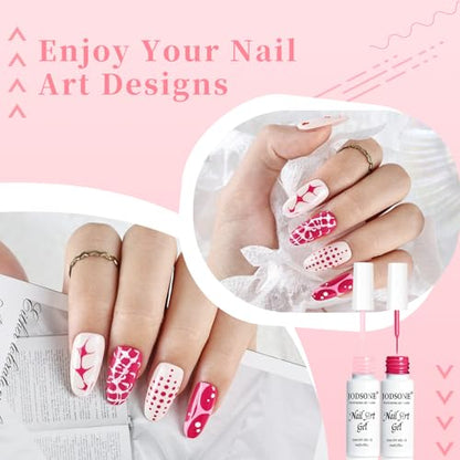 JODSONE Nail Art Gel Liner Set 10 Colors Pink Collection Gel Nail polish Need U V Lamp Cured at Home Salon Design Gifts for Women & Girls - color: LFH01-LFH10