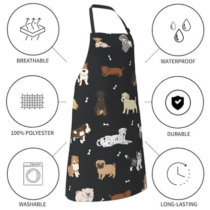 Puppy Dogs Waterproof Adjustable Bib Apron with 2 Pockets, Cooking Gardening Grilling Kitchen Chef Apron for Women - color: Puppy Dog
