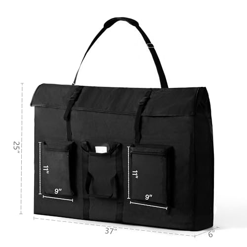 Premium Oversized Art Portfolio Case 24 x 36 x 6 Inch (25" x 37" Actual) - Waterproof - Soft Sided - Frames, LCD Screens, Monitors, TVs, Solar Panel - Shoulder Strap & Carry Handles - size: 24 x 36