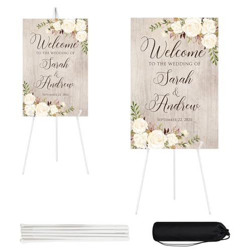 JEAWIWI 2PCS White Lightweight Easel Stand, 66 Inch Adjustable Portable Display Easel for Posters, Foam Boards, Signs, Art Displays & Indoor Events with Carry Bags - color: White, size: 2 PCS