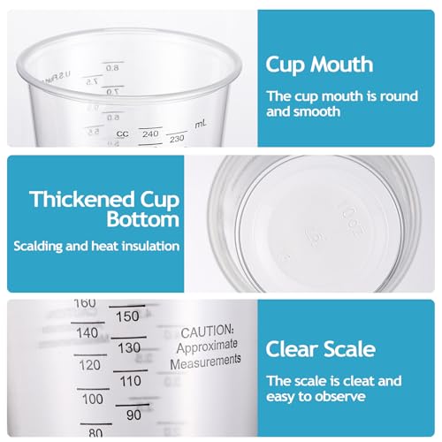 Yunsailing 300 Pieces 8 oz Plastic Measuring Cups With 300 Wooden Mixing Sticks, Disposable Measuring Cups for Epoxy Resin, Liquid, Paint, Cooking and Baking