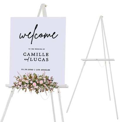 Falling in Art 65" A-Frame Tripod Easel Stand, Wooden Display Easel with Adjustable Canvas Holder, Floor Easel for Wedding Signs, Posters, Paintings, Artwork(White) 1 Pack - color: White-1 Pack