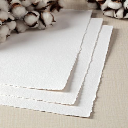 New York Central Handmade Watercolor Paper - 140lb, 22"X30" - 5 Packs of 5, 25 Total Sheets, Acid-Free 100% Cotton Rag, Cold Press, 4 Deckled Edges, Minimally Sized, Mixed Media Paper - size: 22x30"