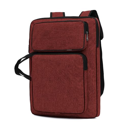 ITODA A3 Art Portfolio Carry Case Bag Drawboard Storage Tote Handheld Portable Shoulder Box Artist Drawing Board for 8k Sketch Easel Paper Palette Brush Pencil Painting Supplies - color: Red