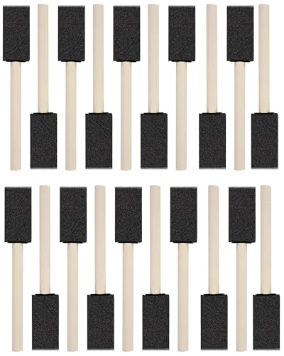 WAFJAMF 20 Pack Poly Foam Paint Brushes 1 Inch Sponge Painting Brushes Wood Handle Paint Sponges Set for Painting Cleaning - size: 20 Pcs