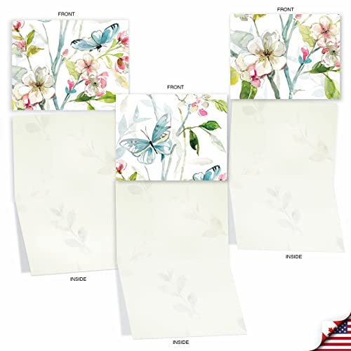 The Best Card Company - 10 Boxed Note Cards with Flowers - Blank Assorted Floral Notecards Bulk (4 x 5.12 Inch) - Dogwood Days M6592OCB - style: Dogwood Days