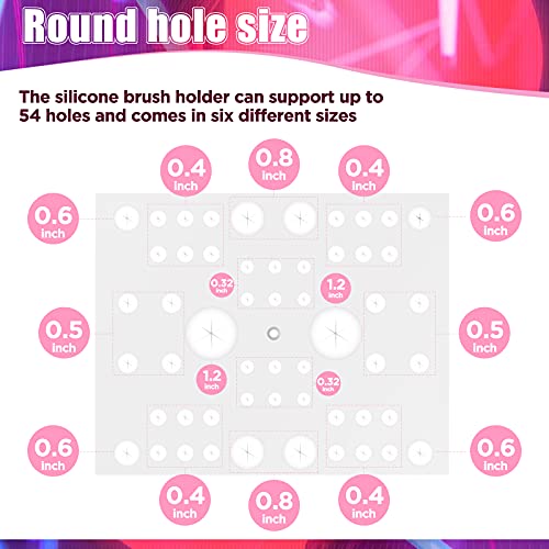Jetec 54 Holes Acrylic Brush Holder Makeup Brush Drying Rack Collapsible Holder Stand for Acrylic Nail Lover(White) - color: White