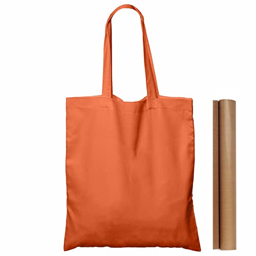 NPBAG 15 Pack 15'' X 16'' Orange Cotton Tote Bags, Blank Bulk Cloth bags with 1pc of PTFE Teflon Sheet - color: Orange, size: Medium