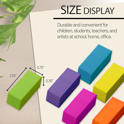 BAZIC Products Bevel Block Erasers, 6 Count, 2-Pack | neon beveled block erasers; soft latex-free; PVC-free rubber; Clean erase; smudge-resistant; school; home; art - color: 6-count, size: 2-Pack
