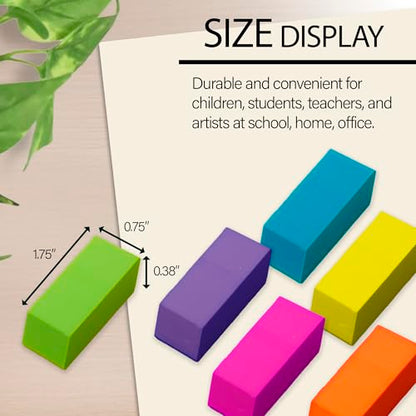 BAZIC Products Bevel Block Erasers, 6 Count, 2-Pack | neon beveled block erasers; soft latex-free; PVC-free rubber; Clean erase; smudge-resistant; school; home; art - color: 6-count, size: 2-Pack