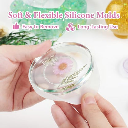 Epoxy Resin Kit with Light for Beginners, 34OZ Epoxy Kit with Dried Flowers, Measuring Cups and Resins Supplies, Resin Kit and Molds Complete Set DIY Crafts for Adults, Epoxy Set with Vase Mold - size: 34oz