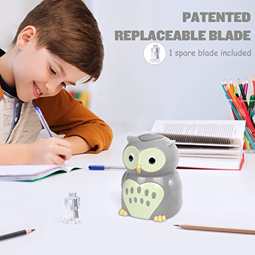 Eagle Owl Electric Pencil Sharpener, Cute Cartoon Animal Design, Battery Operated (Owl)