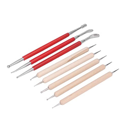 Double End Tracing Dotting Stylus, Small Portable Engraving Stylus Set with Stainless Steel Tips for Modeling Carving Smoothing Clay Ceramic Sculpture DIY Crafts